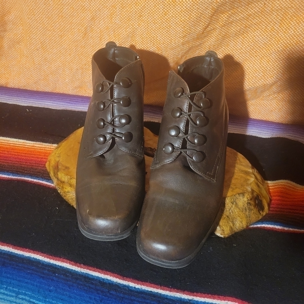 London Fog Women's Brown Ankle Boots Leather Upper Size 8M